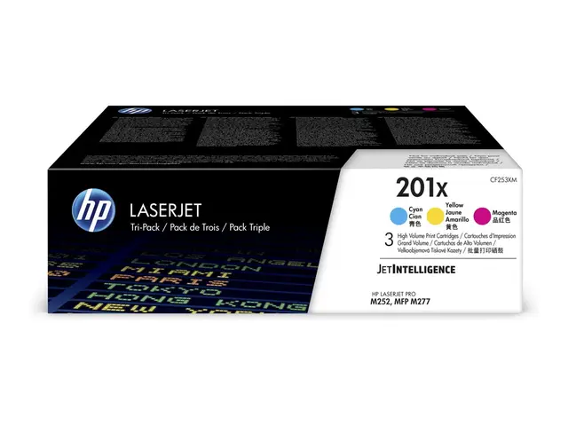 HP 201X - 3-pack Høy ytelse gul, cyan, magenta original LaserJet t...