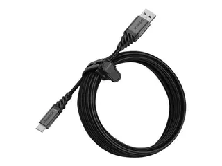 OtterBox Premium - USB-kabel - USB (hann) til USB-C (hann) USB 2.0 - 3 m - mørk askesvart