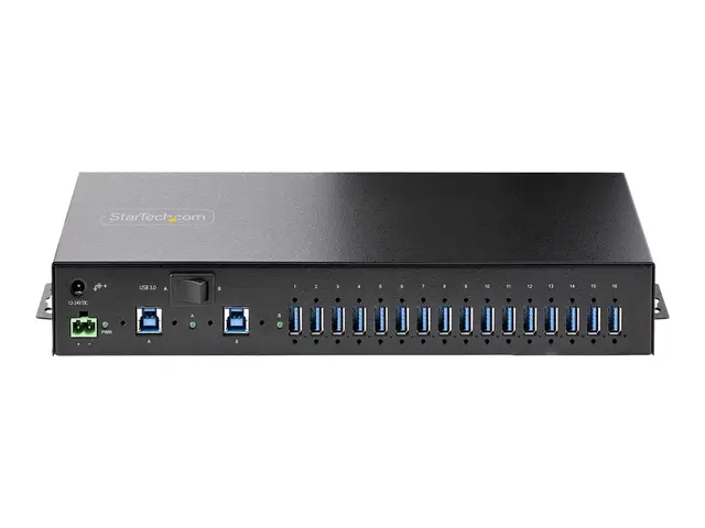 StarTech.com 16-Port Industrial USB 3.0 Hub 5Gbps, Metal, DIN/Surf...