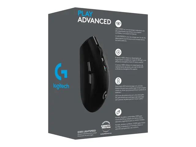 Logitech G G305 - Mus optisk 6 knapper trådløs 2.4 GHz USB mottake...