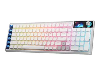 CORSAIR VANGUARD AIR 99 - Tastatur - lavprofil 99% - compact full size - bakgrunnsbelyst - trådløs - USB, 2.4 GHz, Bluetooth - QWERTY - Nordisk - tastsvitsj: CORSAIR OPX Low Profile - hvit