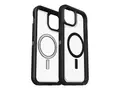 OtterBox Defender Series XT Clear Baksidedeksel for mobiltelefon - robust - MagSafe-samsvar - polykarbonat, syntetisk gummi - m&#248;rk side - for Apple iPhone 14 Plus, 15 Plus