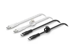 Belkin BoostCharge PRO Flex - USB-kabel - USB-C (hann) til USB-C (hann) USB 2.0 - 3 A - 1 m - USB Power Delivery (60W) - svart-hvit (en pakke 2)
