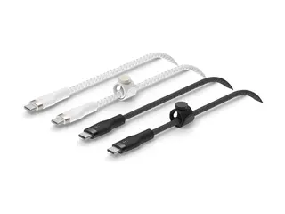 Belkin BoostCharge PRO Flex - USB-kabel - USB-C (hann) til USB-C (hann) USB 2.0 - 3 A - 1 m - USB Power Delivery (60W) - svart-hvit (en pakke 2)