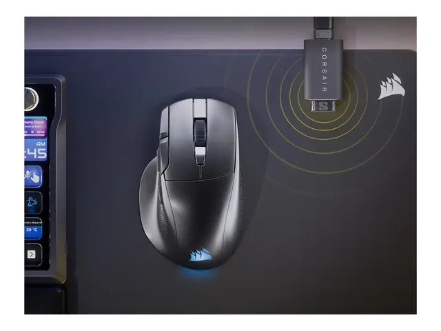 CORSAIR NIGHTSWORD v2 - Mus - høyrehendt optisk - 8 knapper - trådløs, kablet - 2.4 GHz, Bluetooth, USB - USB Slipstream trådløs mottaker 