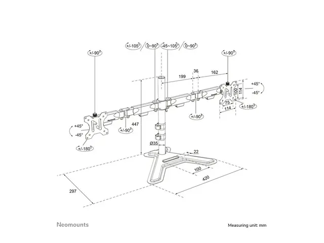 Neomounts DS45-600BL2 - Monteringssett (monitor stand) - full beve...