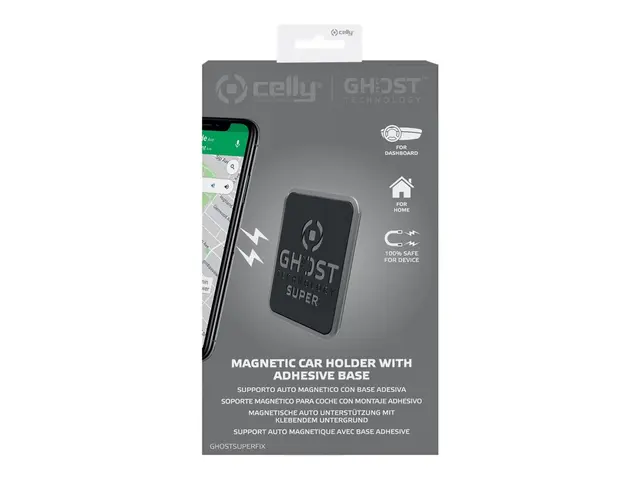 Celly Ghost Super Fix - Magnetbilholder for mobiltelefon svart