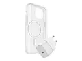 OtterBox Symmetry Series - Baksidedeksel for mobiltelefon MagSafe-samsvar - blank - med Premium Glass-skjermbeskytter og Fast Charge-vegglader USB-C 30 W - for Apple iPhone 16 Pro