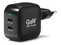 PORT Connect - Strømadapter - GaN II - 35 watt 3 A - PD 3.0 - 2 utgangskontakter (2 x USB-C)