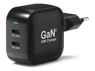 PORT Connect - Strømadapter - GaN II - 35 watt 3 A - PD 3.0 - 2 utgangskontakter (2 x USB-C)