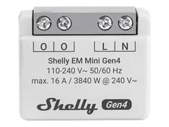 Shelly - Effekt- / energimåler - 802.11b/g/n/ax, Bluetooth 5.0, ZigBee 2412 - 2472 Mhz, 2402 - 2480 Mhz, 2400 - 2483.5 Mhz - hvit, musegrå