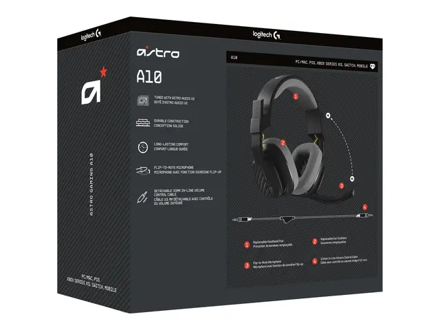 ASTRO Gaming A10 Gen 2 - Hodesett - full størrelse - kablet - 3,5 ...