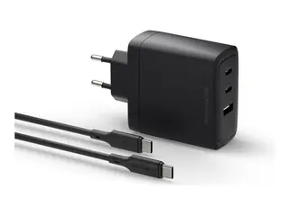 dbramante1928 re-charge - Strømadapter - EU, 2 m USB-C cable 100 watt - PD 3.0, QC 3.0 - på kabel: USB-A, USB-C - svart - Europa