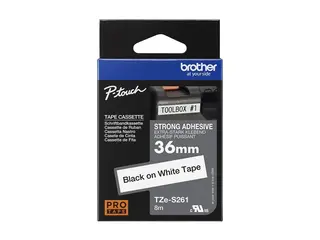 Brother TZe-S261 - Ekstra sterk adhesiv - svart på hvitt Rull (3,6 cm x 8 m) 1 kassett(er) laminert teip - for P-Touch PT-3600, 9200, 9400, 9500, 9600, 9800, D800; P-Touch Cube PT-P910