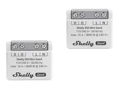 Shelly EM Mini - Gen 3 - effekt- / energimåler Wi-Fi og Zigbee rekkeviddeutvider &amp; Bluetooth-gateway - trådløs - 802.11b/g/n, Bluetooth 4.2, ZigBee - 2412 - 2472 Mhz, 2402 - 2480 Mhz, 2400 - 2483.5 Mhz - hvit (en pakke 2)