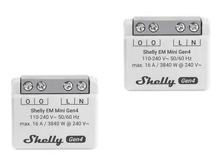 Shelly EM Mini - Gen 3 - effekt- / energimåler Wi-Fi og Zigbee rekkeviddeutvider &amp; Bluetooth-gateway - trådløs - 802.11b/g/n, Bluetooth 4.2, ZigBee - 2412 - 2472 Mhz, 2402 - 2480 Mhz, 2400 - 2483.5 Mhz - hvit (en pakke 2)