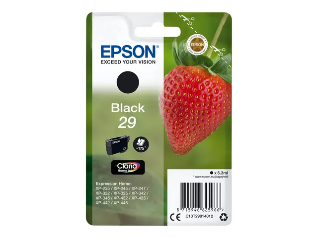 Epson 29 - 5.3 ml svart original blære med RF/lyd-alarm blekkpatro...