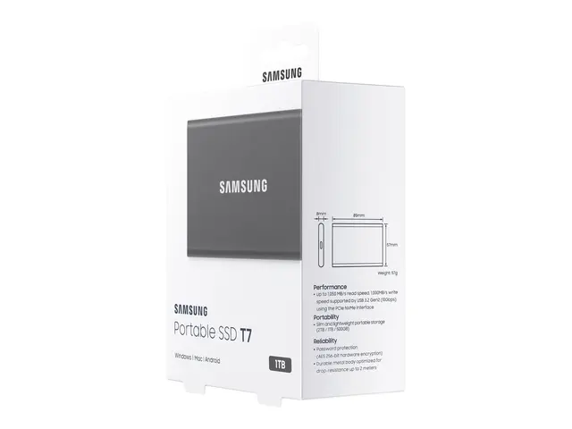 Samsung T7 MU-PC1T0T - SSD kryptert 1 TB ekstern (bærbar) USB 3.2 ...