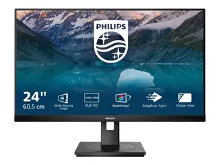 Philips 242S9JML - S Line - LED-skjerm - 24" (23.8" synlig) 1920 x 1080 Full HD (1080p) @ 75 Hz - VA - 300 cd/m² - 3000:1 - 4 ms - HDMI, VGA, DisplayPort - høyttalere - svart