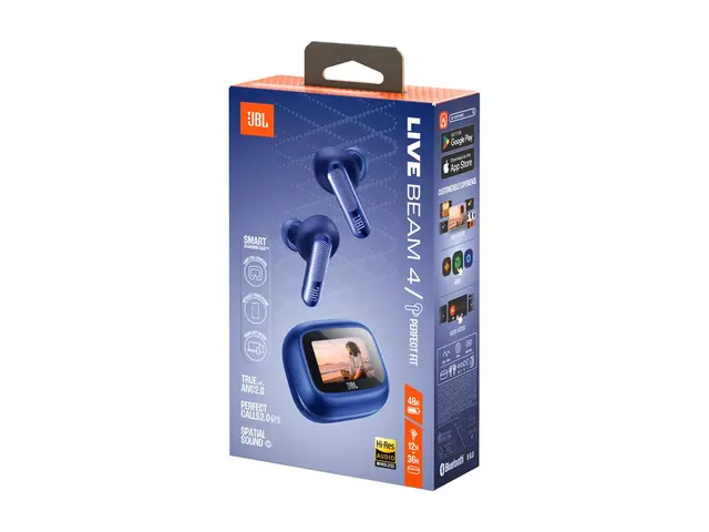 JBL LIVE Beam 4 - True wireless-hodetelefoner med mikrofon i øret - Bluetooth - aktiv støydemping - blå 