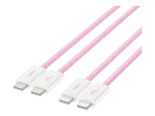 Belkin BoostCharge - USB-kabel - 24 pin USB-C (hann) til 24 pin USB-C (hann) 1.5 m - USB Power Delivery (60W), flettet kabel - rosa (en pakke 2)