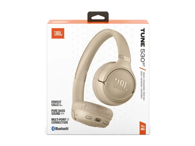 JBL TUNE 530BT - Hodetelefoner med mikrofon on-ear - Bluetooth - trådløs - beige 