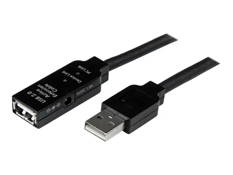 StarTech 10m USB 2.0 Active Extension Cable M/F 10 meter USB 2.0 Repeater / Extender Cable USB A (M) to USB A (F) 10 m Black - 3 ft (USB2AAEXT10M) - USB-forlengelseskabel - USB til USB - 10 m