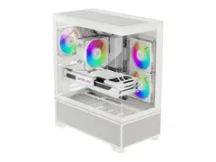 Xilence Xilent Beam - Midi-t&#229;rn ATX - sidepanel med vindu (herdet glass) - ingen str&#248;mforsyning (ATX) - hvit - USB/lyd