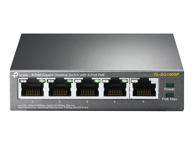 TP-Link TL-SG1005P - Switch - ikke-styrt - 4 x 10/100/1000 (PoE) +...