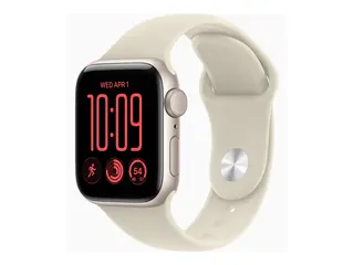 Apple Watch SE 3 (GPS) - 40 mm - stjernelysaluminium smartklokke med sportsbånd - gummi - sand - båndbredde: S/M - 64 GB - Wi-Fi 4, Bluetooth - 26.3 g