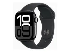 Apple Watch Series 10 (GPS) - 42 mm - jet svart aluminium smartklokke med sportsb&#229;nd - fluorelastomer - svart - b&#229;ndbredde: M/L - 64 GB - Wi-Fi 4, UWB, Bluetooth - 30 g