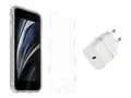 OtterBox React Series - Baksidedeksel for mobiltelefon blank - med Trusted Glass skjermbeskytter og Fast Charge vegglader USB-C 20W - for Apple iPhone 6, 6s, 7, 8, SE (2nd generation), SE (3rd generation)