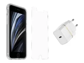 OtterBox React Series - Baksidedeksel for mobiltelefon blank - med Trusted Glass skjermbeskytter og Fast Charge vegglader USB-C 20W - for Apple iPhone 6, 6s, 7, 8, SE (2nd generation), SE (3rd generation)