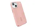Speck Presidio 2 Grip - Baksidedeksel for mobiltelefon med klikkl&#229;s - MagSafe-samsvar - hard polykarbonat, bl&#248;t termoplastpolyuretan (TPU) - dahliarosa, rose kobber