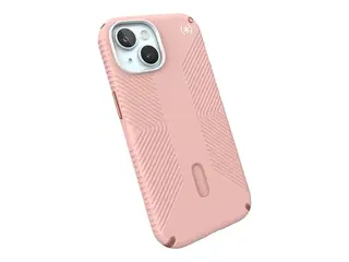 Speck Presidio 2 Grip - Baksidedeksel for mobiltelefon med klikkl&#229;s - MagSafe-samsvar - hard polykarbonat, bl&#248;t termoplastpolyuretan (TPU) - dahliarosa, rose kobber - for Apple iPhone 13, 14, 15, 16e