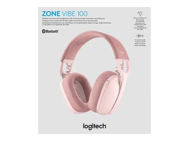 Logitech Zone Vibe 100 - Hodesett full størrelse Bluetooth trådløs...