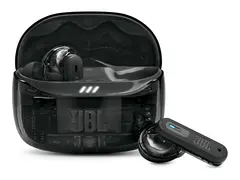 JBL TUNE Beam 2 - Ghost Edition - True wireless-hodetelefoner med mikrofon i øret - Bluetooth - aktiv støydemping - spøkelsessvart