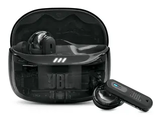 JBL TUNE Beam 2 - Ghost Edition - True wireless-hodetelefoner med mikrofon i øret - Bluetooth - aktiv støydemping - spøkelsessvart