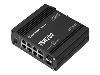 Teltonika TSW202 - Switch - Styrt - 8 x 10/100/1000 (PoE+) + 2 x SFP DIN-skinnemonterbar - PoE+ (240 W)