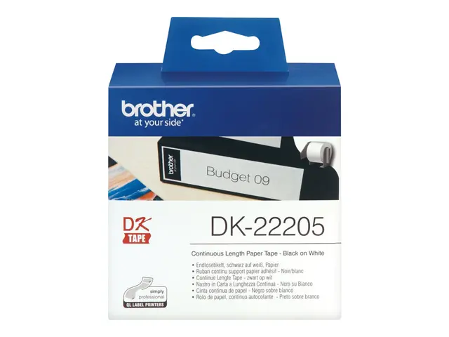 Brother DK-22205 - Svart på hvitt Rull (6,2 cm x 30,5 m) termisk p...