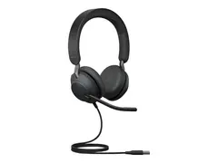 Jabra Evolve2 40 SE UC Stereo - Hodesett on-ear - kablet - USB-C, USB-A - lydisolerende - Optimert for UC