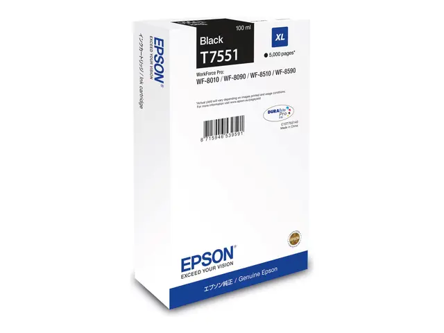 Epson T7551 - 100 ml XL-størrelse svart original blekkpatron for W...