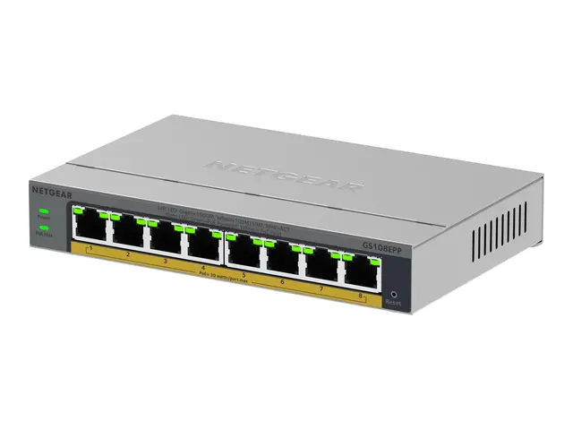 NETGEAR Easy Smart GS108EPP - Switch høy-effekt L3 smart 8 x 10/10...