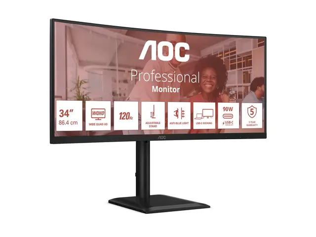 AOC CU34E4CV - LED-skjerm kurvet USB 34" 3440 x 1440 UWQHD @ 120 H...