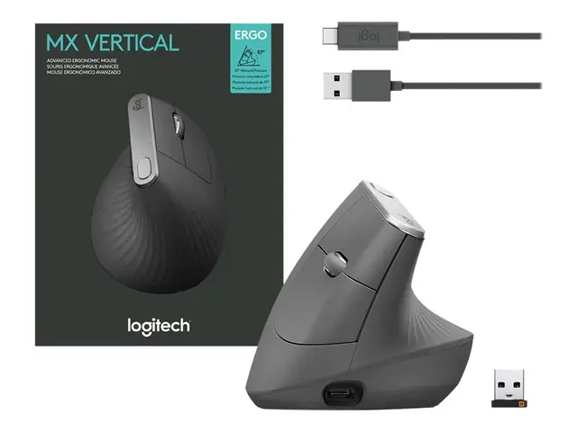 Logitech MX Vertical - Vertikal mus - ergonomisk - optisk - 6 knap...