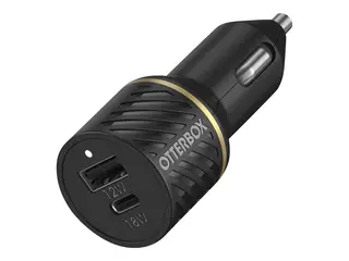 OtterBox Premium - Bilstr&#248;madapter - PD 3.0, USB BC 1.2 2 utgangskontakter (USB, 24 pin USB-C) - svart glimt