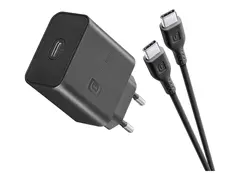 Cellularline - Strømadapter - 45 watt PD, AFC, super-fast Charging 2.0 (24 pin USB-C) - på kabel: USB-C - svart
