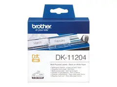 Brother DK-11204 - Svart p&#229; hvitt 17 x 54 mm 400 etikett(er) (1 rull(er) x 400 flerbruks merkelapper - for Brother QL-1050, 1060, 1110, 500, 550, 560, 570, 580, 600, 650, 700, 710, 720, 820