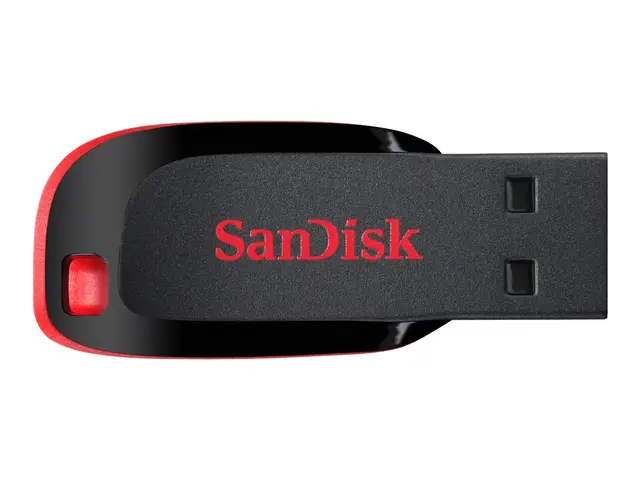 SanDisk Cruzer Blade - USB-flashstasjon - 128 GB - USB - svart, rød