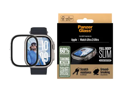 PanzerGlass Snappie - Clear Edition st&#248;tfanger for smartarm&#229;ndsur - helt kropp, slank - herdet glass (mikrofraktur2023), polyethlen-tereftalat (PET), 100 % resirkulert polykarbonat - gjennomsiktig - for Apple Watch